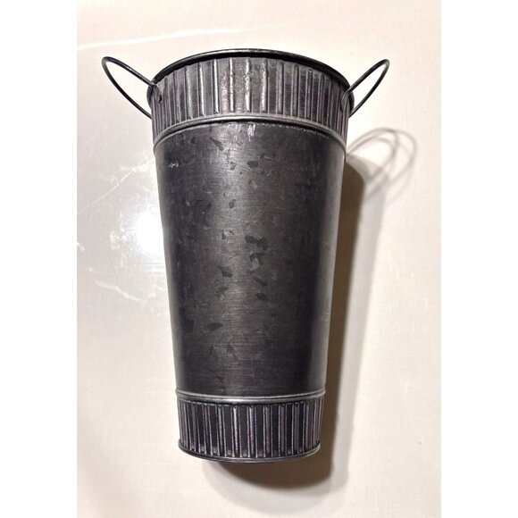 Ashland Rustic Black Metal Jardin Flower Container With Handles Floral Accent - Picture 4 of 5